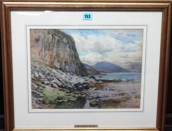 Edward Davies (1841-1920), Coastal scene, watercolour, signed, 27cm x 36cm.