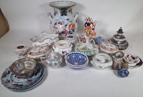 A quantity of mainly English ceramics including decorative tea wares, Royal Crown Derby, tea pot and sundry.