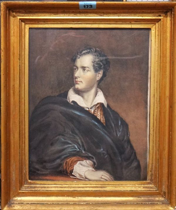 After Thomas Philips, Portrait of Lord Byron, watercolour, 29.5cm x 23cm.