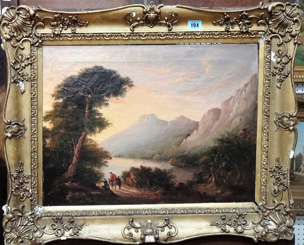 Continental School (19th century), Mountainous lake landscape, oil on canvas, 38cm x 50cm.