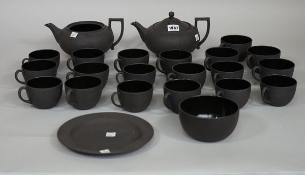 A modern Wedgwood basalt part tea service, (23).