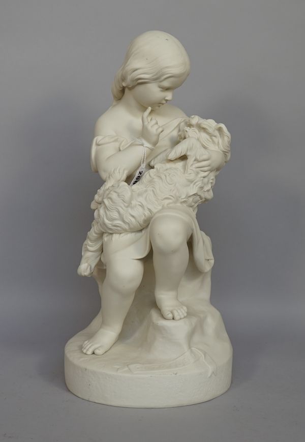 A Copeland parian group, `Go to Sleep', after a model by J.Durham for the Art Union of London, 1862, impressed marks, 47cm. high.