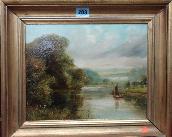 English School (c.1900), River landscape, oil on canvas, 22.5cm x 29cm.