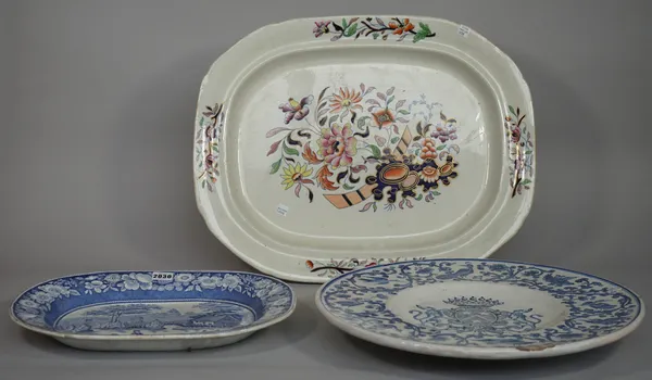 A quantity of English pottery, mainly 19th century including meat platters and part of a supper service, (a.f.) (qty).