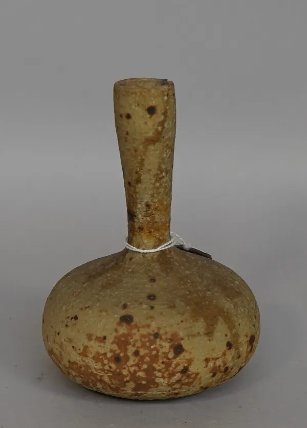 Derek Davis (1926-2008), a vase, reduced stoneware with ash glaze, late 1960s, signed, 15cm high.  DDS