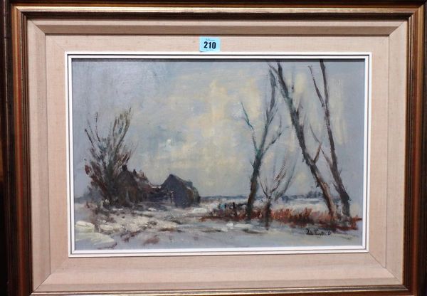 John Taunton (1910-?), Winter landscape, oil on board, signed, 28.5cm x 44cm.