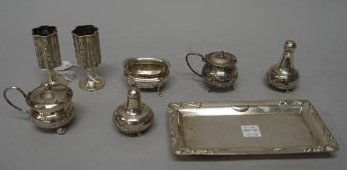 A group of Asian wares, comprising; a Chinese rectangular small tray, decorated with dragons to the corners of the border and raised on four feet, a p