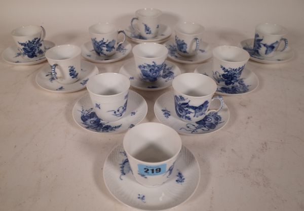 A blue and white Royal Copenhagen part tea set, (qty).