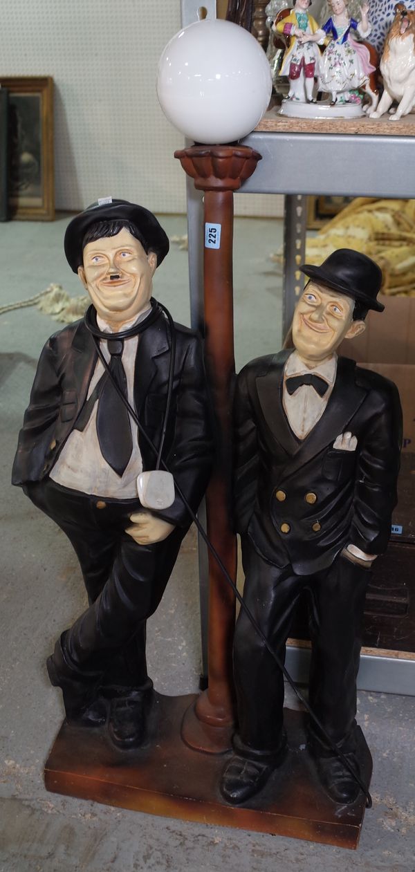 Laurel & Hardy, a 20th century resin figural standard lamp, 114cm high.