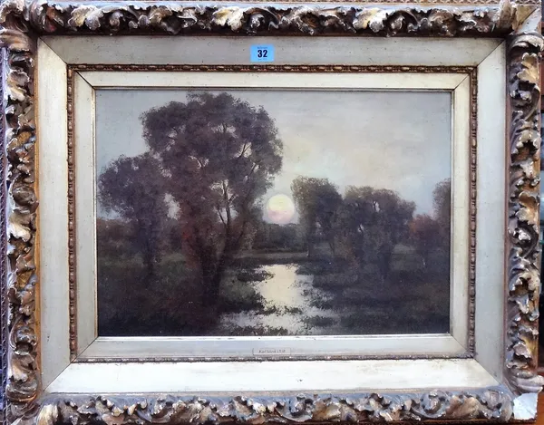 Karl Schenk (19th century), Wooded river scene, oil on canvas, signed, 33.5cm x 49cm.
