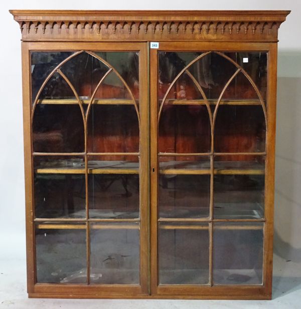 A George III mahogany bookcase top, 110cm wide x 120cm high.