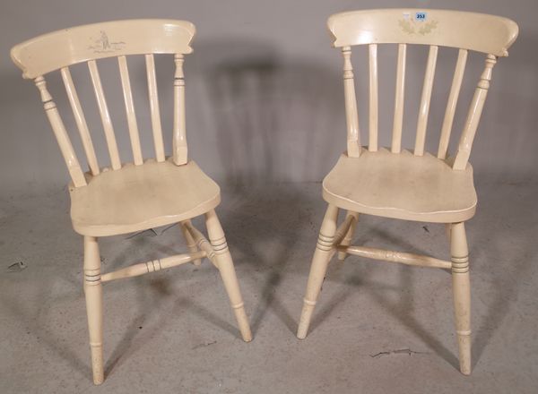 A set of eight 20th century cream painted bar back dining chairs, (8).