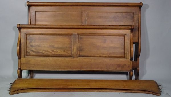 A 20th century mahogany sleigh bed, 160cm wide x 146cm high.