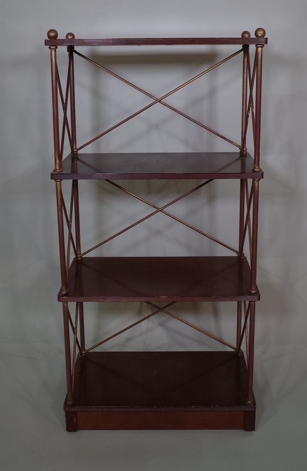 A Regency style hardwood four tier bookshelf, 61cm wide x 126cm high.