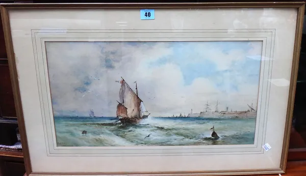 Fred Hines (1875-1928) Off Kingstown, watercolour, signed, inscribed on label of reverse, 27cm x 50cm.; together with a further watercolour of Galston