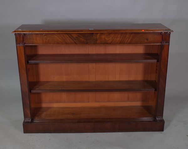 A Regency mahogany open bookcase on plinth base.