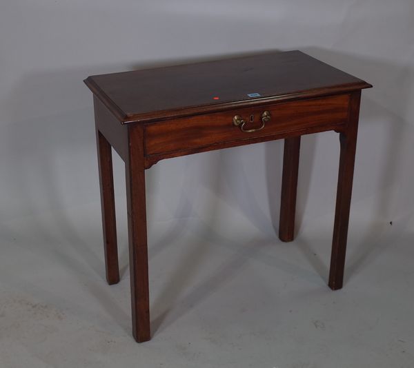 A George III mahogany single drawer side table, 76cm wide x 72cm high.