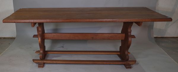 An 18th century style oak refectory table, 200cm long x 65cm high.