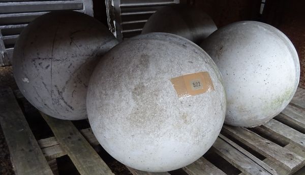 A set of four 20th century reconstituted stone spheres, each approx 40cm high, (4).