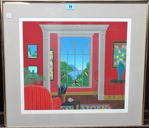 Thomas McKnight (b.1941), Window, colour screenprint, signed and numbered, 35cm x 40cm.