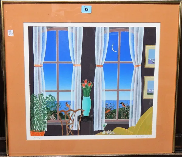 Thomas McKnight (b.1941), Windows to the sea, colour screenprint, signed and numbered, 35cm x 40cm.