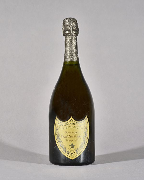 One bottle of 1975 vintage Dom Perignon champagne.   Illustrated