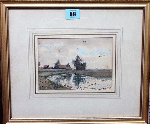 Arthur Anderson Fraser (1861-1904), On the Ouse; The Old West Water, Haddenham Few, Cambs, a pair of watercolours, both signed and dated 1883, each 12