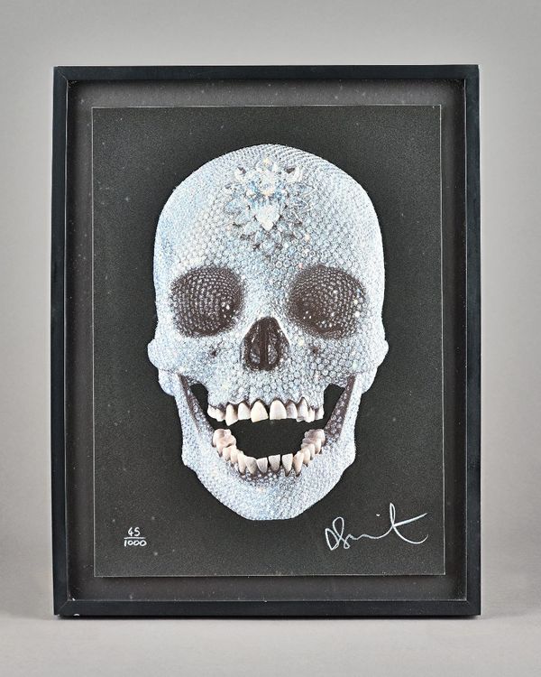 Damien Hirst (British b.1965) For the love of God, silkscreen print with glaze and diamond dust, limited edition 45/1000, signed and numbered in white