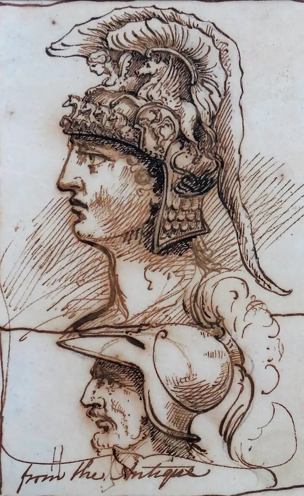 Manner of Raphael, Figure sketches, a group of five, pen and ink, three bear a signature, the largest 17cm x 17.5cm.(5)