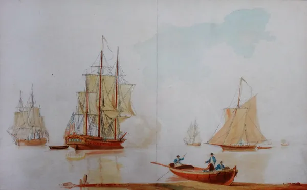 William Anderson (1757-1837), The Royal Yacht Charlotte at anchor, watercolour, 24cm x 38.5cm.