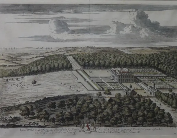 After Leonard Knyff, The Country Seats of the Aristocracy: Shurdington; Upparke; Westwood; Dyrham; Harwick Park Court; Hales Abbey; Gisbrough, seven e