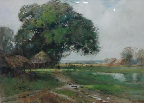 Philip Eustace Stretton (1863-1930), Farm landscape, watercolour, signed, 45cm x 63cm.