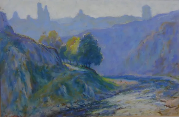 Wynford Dewhurst (1864-1941), Gorges of La Creuse, France, pastel, signed, 31cm x 48cm.