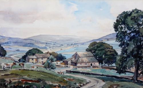 Walter Cecil Horsnell (1911-1997), A farm in a landscape, watercolour, signed, 30.5cm x 48.5cm. DDS