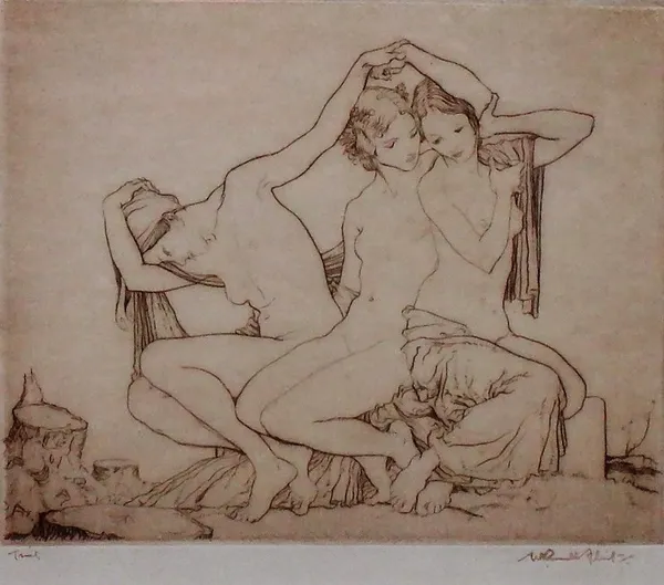 Sir William Russell Flint (1880-1969), Forlorn Dryads, etching, signed, 11.5cm x 14.5cm. DDS