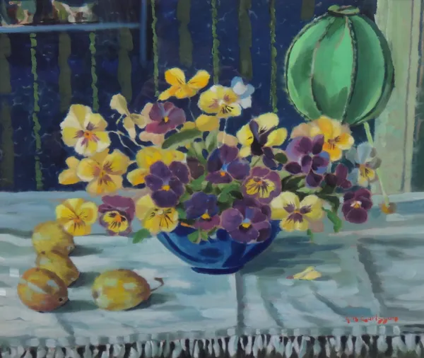 Gustav Carlsson (b.1912), Still life, gouache, signed, 42cm x 50cm. DDS