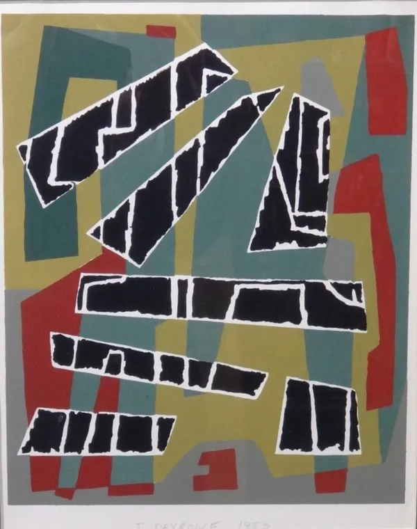 Jean Deyrolle (1911-1967), Untitled, screenprint with pochoir, signed and dated 1953, 27cm x 22cm. DDS