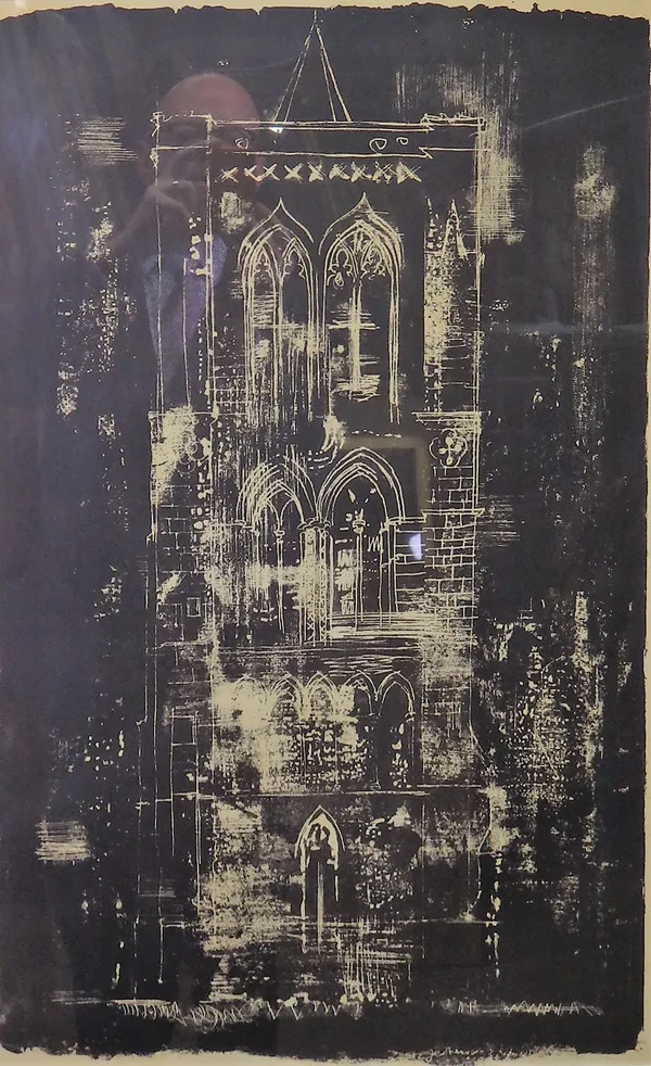 John Piper (1903-1992), Gedney, Lincolnshire, from 'A Retrospect of Churches' (Levinson 139), lithograph printed in colours, 1964, printed by Curwen S