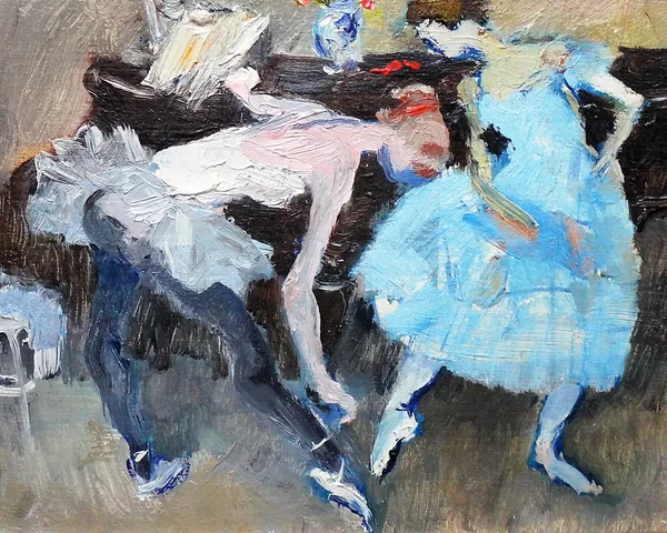 Leonid Mironov (b,1930), Dancers, oil on board, 19cm x 23.5cm.