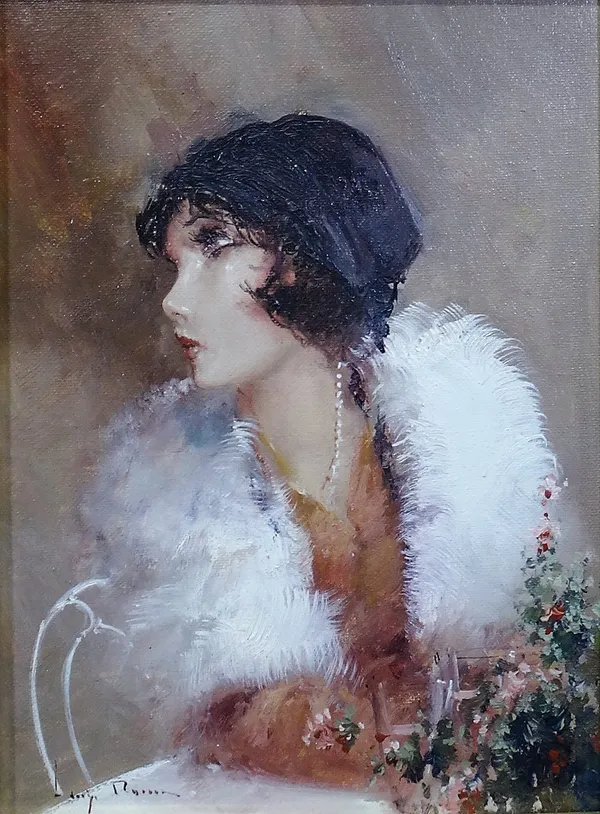 Italian School (late 20th century), Figura Liberty, oil on canvas, indistinctly signed, 18cm x 24cm.  A/S