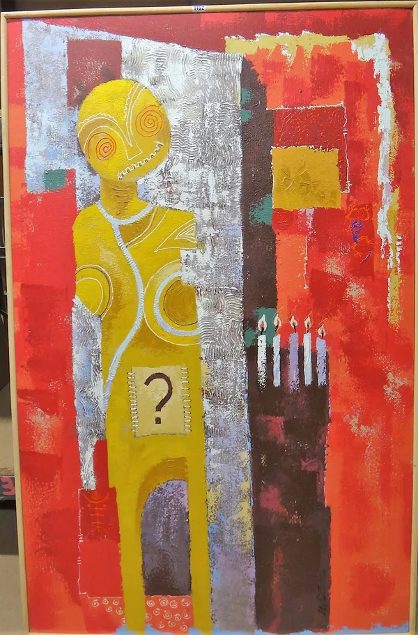 Wisdom (Wiz) Kudowor (b.1957), The celebrant, acrylic on canvas,signed 'Wiz'; signed, inscribed, and dated 'Wiz Kudowor/The Celebrant/2006' (verso), 1