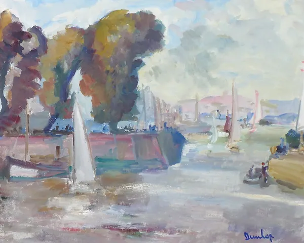 Ronald Ossory Dunlop (1894-1973), Harbour scene, oil on canvas, signed, 39cm x 49cm. DDS