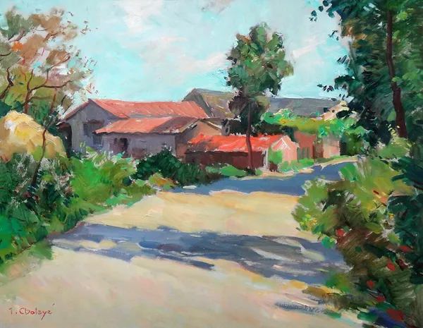 Jean Chaleye (1878-1960), View of a farm; Landscape, two, oil on board, one signed, the larger 49cm x 63.5cm.(2) DDS