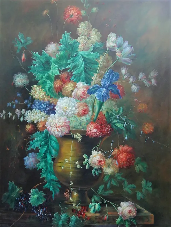 Chinese School (late 20th century), Still life, oil on canvas, 120cm x 90cm.