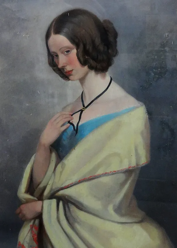 Isobel Baynes Badcock (1863-1939), A young lady in Victorian dress, oil on paper, 41cm x 28.5cm.; together with another by the same hand, a gentleman