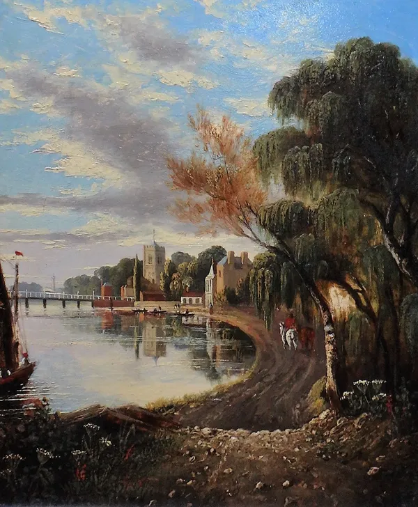 Follower of William Havell, The Thames near Marlow, oil on board, 29cm x 24cm.