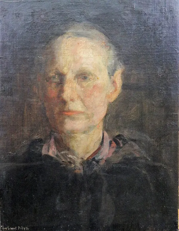 Chertwood Aiken (19th/20th century), Portrait, oil on canvas laid on board, signed, unframed, 43.5cm x 34cm.   A/S