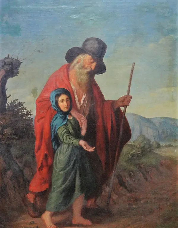 Continental School (19th century), The Blind beggar, oil on canvas, 96cm x 76cm.