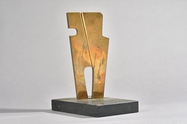 John Erskine Milne (British 1931-1978) 'Persian Monolith' gilt and patinated bronze, 1972, signed with initials, dated and numbered 2/9 on the undersi