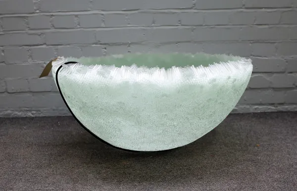 A large modern glass centrepiece of circular bowl form, the body made up of small hollow glass tubes with light source beneath, (a.f.) 72cm diameter.